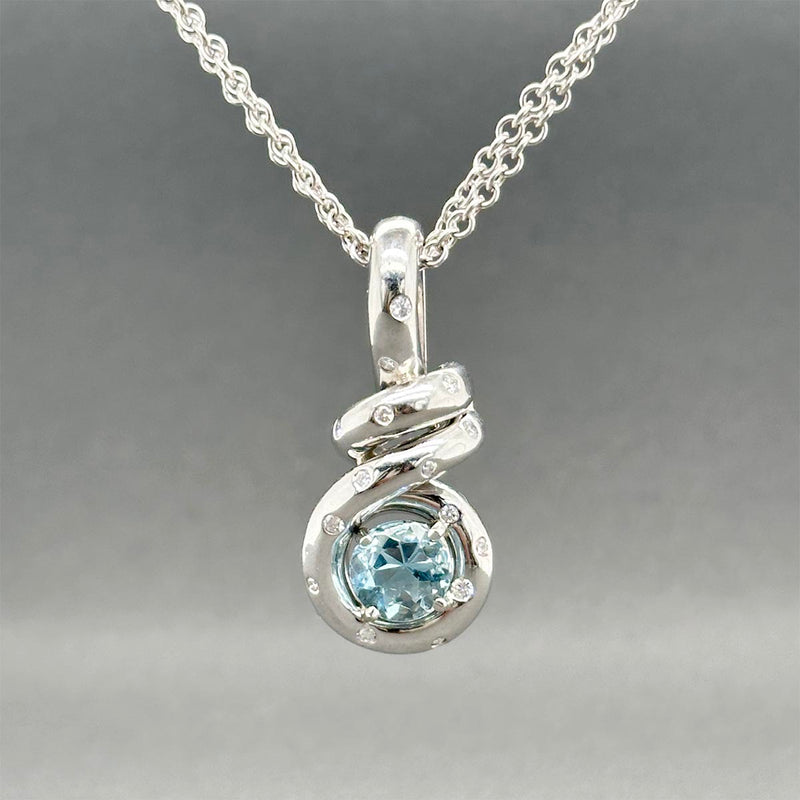 Estate Platinum 1.16ct Aquamarine & 0.14ctw Diamond Pendant