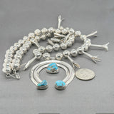 Estate SS Turquoise Squash Blossom Necklace