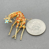 Estate 14K Y Gold Enamel Giraffe Pin