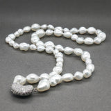Estate Platinum 0.60ctw Diamond & Freshwater Pearl Bean Necklace