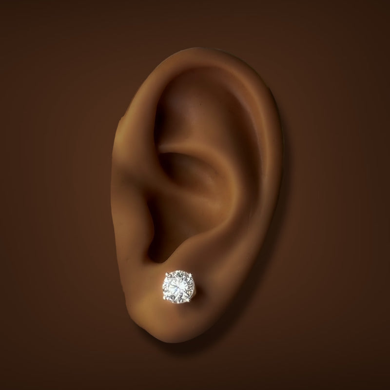 14K W Gold 2.00ctw F/VS1 Lab-Created Diamond Basket Set Earrings