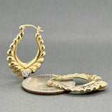 Estate 14K TT Gold 0.02ctw Diamond Heart Hoop Earrings