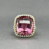 Estate 18K Y Gold 14.56ct Pink Tourmaline & 1.02ctw G-H/SI1-2 Diamond Ring