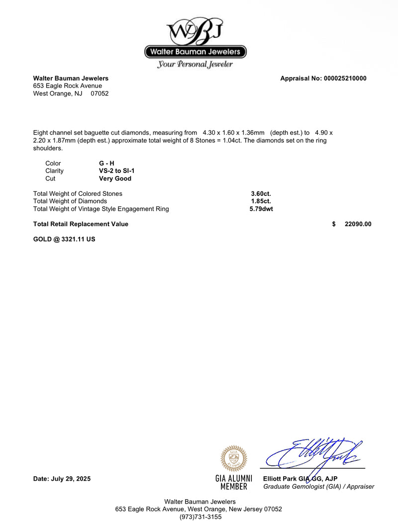 Estate Fred Leighton 18K W Gold 3.60ct Emerald & 1.85ctw Diamond Ring GIA