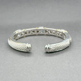 Estate Judith Ripka SS 18 3.96ctw Blue Topaz & 0.08ctw Diamond Cuff Bracelet