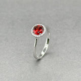 Estate 14K W Gold 1.17ct Garnet & 0.05ctw Diamond Ring