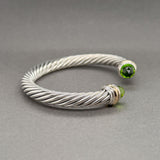 Estate David Yurman SS 14 6.80ctw Moldavite Classic Cable Cuff Bracelet