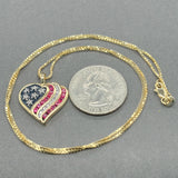 Estate 14K Y Gold Ruby & Diamond American Flag Heart Pendant
