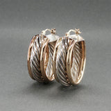 Estate SS 14 Cable Hoop Earrings