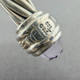 Estate David Yurman SS 4.52ctw Amethyst & 0.30ctw Diamond Cable Classic Cuff Bracelet