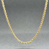 Estate 14K Y Gold 2.56mm 18” Rope Chain