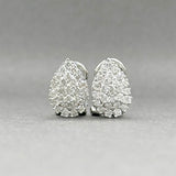 Estate 14K W Gold 0.98ctw Diamond Pear Earrings