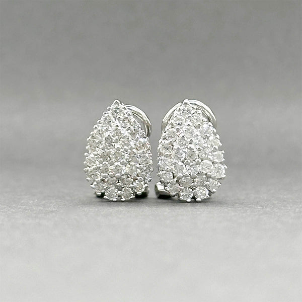 Estate 14K W Gold 0.98ctw Diamond Pear Earrings
