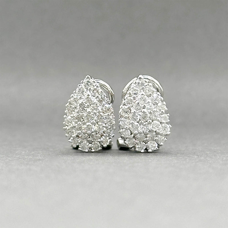 Estate 14K W Gold 0.98ctw Diamond Pear Earrings