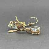 Estate 14K Y Gold 2.56ctw Aquamarine & 0.12ctw Diamond Dangle Earrings