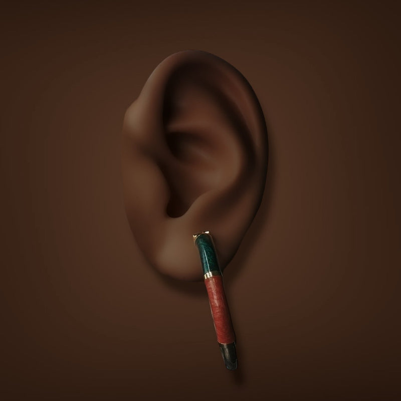 Estate 18K Y Gold Enamel Hoop Earrings