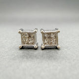 Estate 14K W Gold 0.16ctw K/I1 Diamond Square Stud Earrings