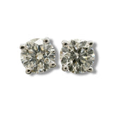 14K W Gold 1.00ctw I/SI1 Diamond Stud Earrings GIA