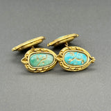 Estate 18K Y Gold 8.48ctw Turquoise Persian “Ya Ali Haider” Cufflinks