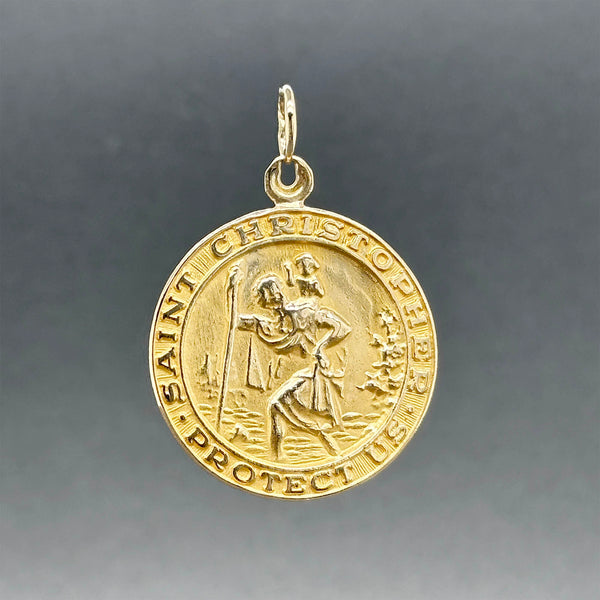 Estate 14K Y Gold Saint Christopher & Star of David Pendant
