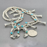 Estate SS South West Turquoise Squash Blossom Necklace