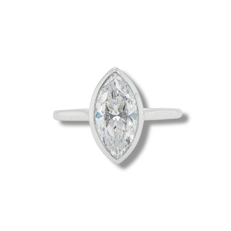 14K W Gold Marquise Shape Bezel Set Solitaire Mounting