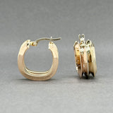 Estate 14K Tricolor Gold Square Hoop Earrings