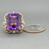 Estate 18K TT Gold 18.11ct Amethyst & 0.33ctw Diamond Ring
