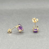 Estate 14K Y Gold Oval Amethyst Stud Earrings