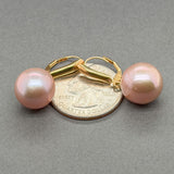 Estate 14K Y Gold Pink Freshwater Pearl Drop Earrings