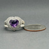 Estate Judith Ripka SS Amethyst Heart Ring