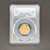 Estate 0.917 Gold 2021 First Day of Issue Gold Eagle $10 PCGS MS 70