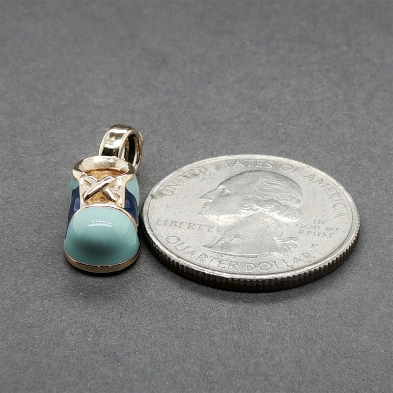 Estate 14K Y Gold Enamel Baby Shoe Pendant