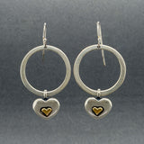 Estate SS 14 Heart Circle Dangle Earrings