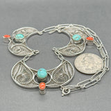 Estate SS Turquoise & Coral Southwest Necklace