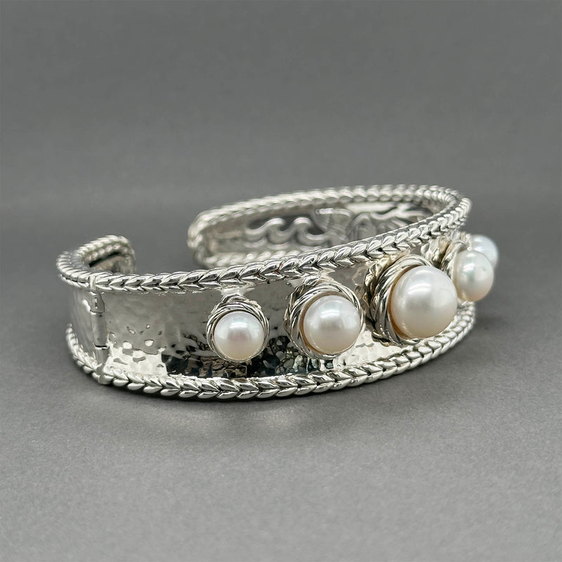 Estate SS Jai Freshwater Pearl Cuff Bracelet