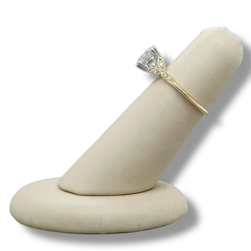 14K Y Gold 0.07ctw Leaf Design Diamond Mounting