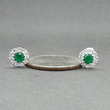 Estate 18K W Gold 0.44ctw Emerald & 0.31ctw Diamond Stud Earrings