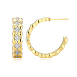 YGP Sterling CZ 25mm Quilted Hoop Earrings