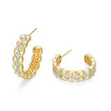 YGP Sterling CZ 25mm Quilted Hoop Earrings