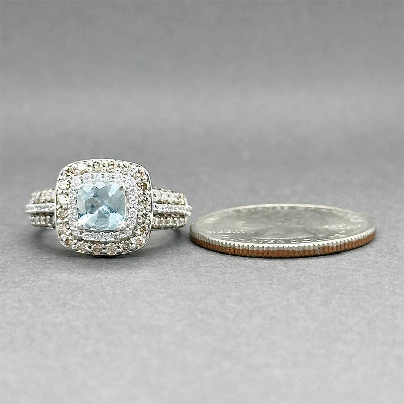 Estate Levian 14K W Gold 1.26ctw Aquamarine & Diamond Ring