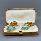 Estate 18K Y Gold 8.48ctw Turquoise Persian “Ya Ali Haider” Cufflinks