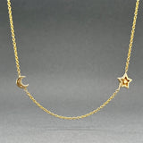 Estate 14K Y Gold 0.08ctw F/VS2-SI1 Diamond Star & Moon Necklace