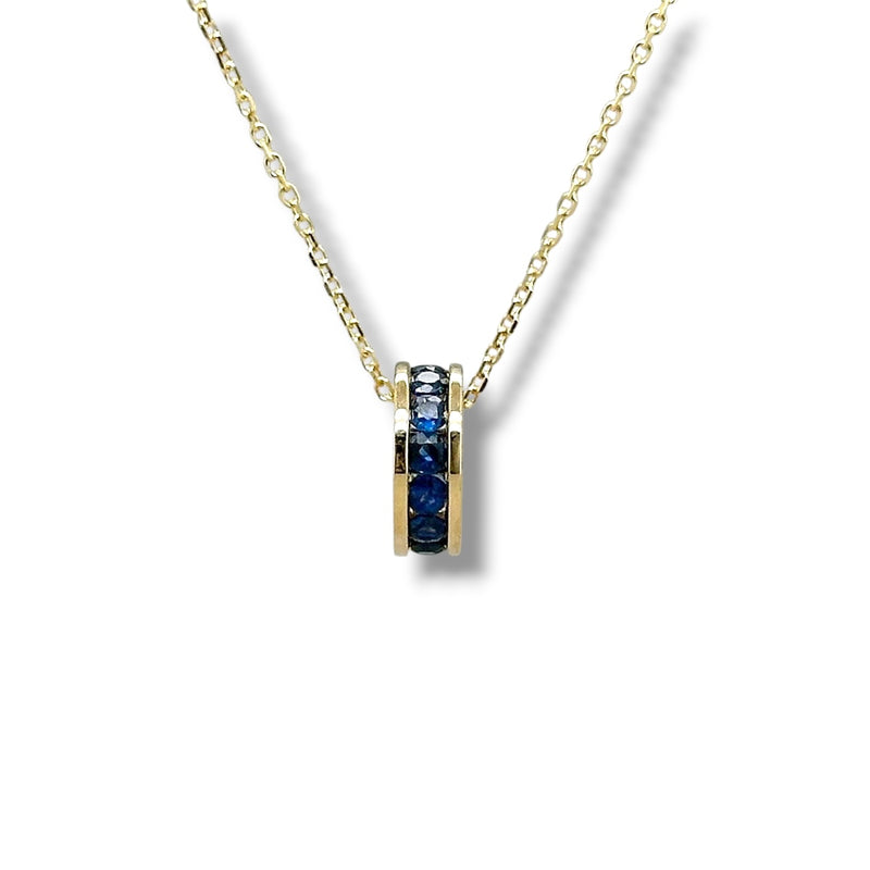 14K Y Gold 0.52ctw Sapphire Rondell Pendant