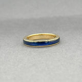 Estate 18K Y Gold Navy Enamel Ring