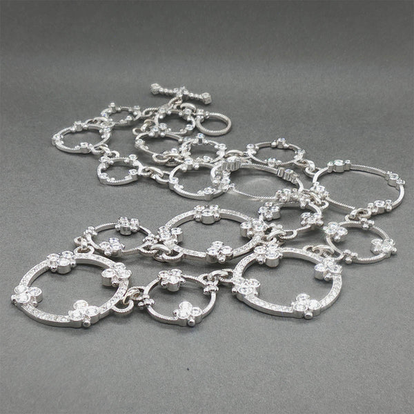 Estate Judith Ripka 18K W Gold 5.80ctw Diamond Garland Circle Necklace