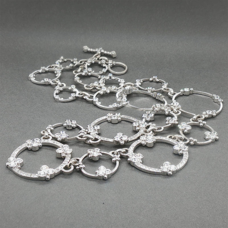 Estate Judith Ripka 18K W Gold 5.80ctw Diamond Garland Circle Necklace