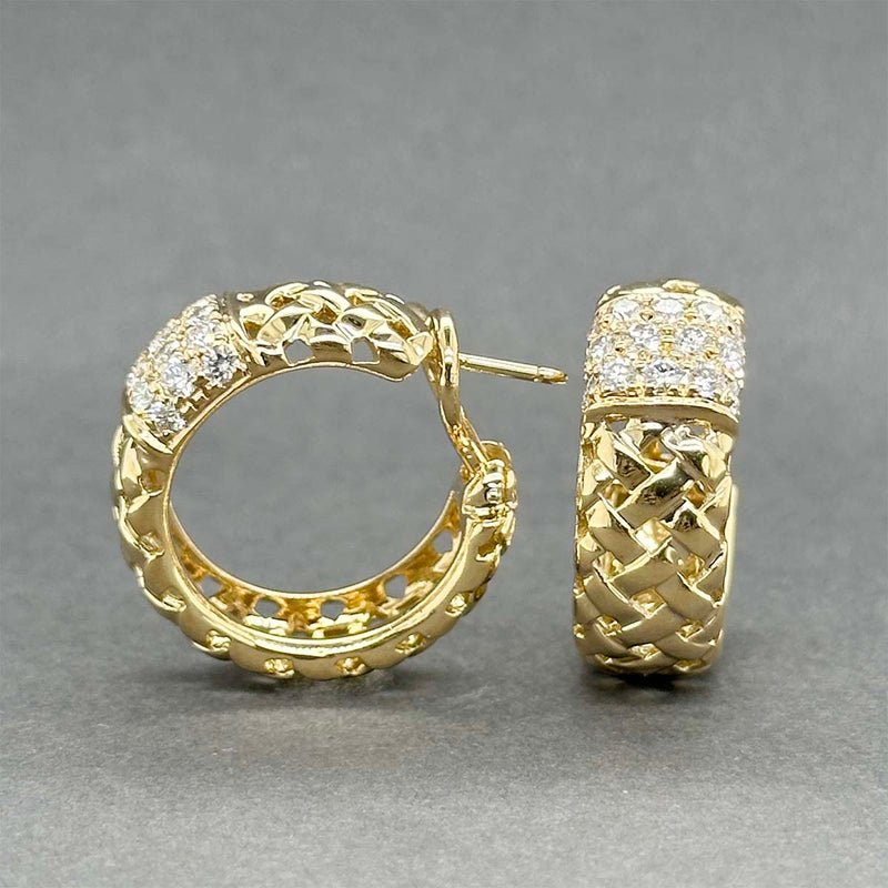 Estate 18K Y Gold 1.21ctw Diamond Hoop Earrings