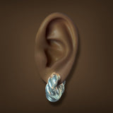 Estate David Yurman SS Sculpted Cable Hoop Earrings