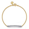 14K Y Gold 7" 0.68ctw White Sapphire Beaded Bar Bracelet